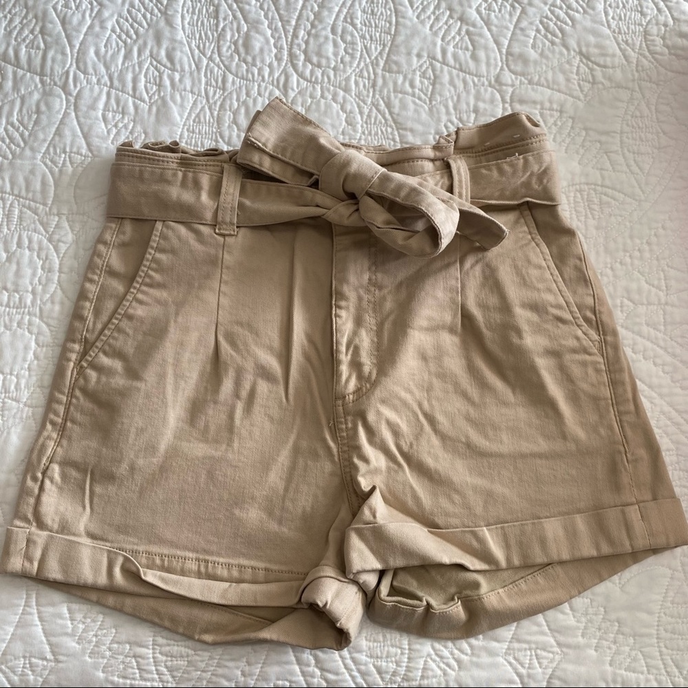 Express High Waisted Tie Waist Paper Bag Shorts